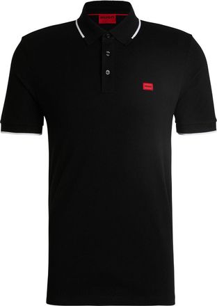HUGO BOSS logo-patch polo shirt - men - Cotton - L - Black