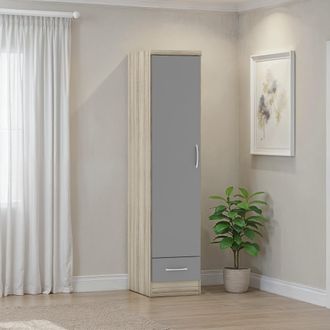 Seconique Nevada 1 Door 1 Drawer Wardrobe in Grey