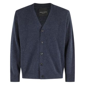 Roberto Collina Cardigans, male, Blue, XL, Military Color V-Neck Cardigan