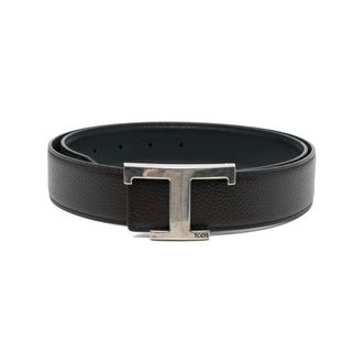 Tod's Tods, Belts, male, Black, Size: 95 CM Brown Leather Belt with T Logo