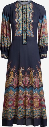 Etro Tailliertes Midikleid aus Cr&ecirc;pe mit Print Paisley Plac&eacute;e