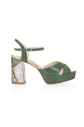 Freya Rose Zahra Verde Ankle Strap Pearl Heel Sandal in Green at Nordstrom, Size 40