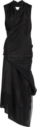 Maison Margiela Gathered Silk Midi Wrap Dress - Black - 42 (UK10 / S)