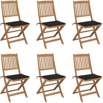 vidaXL Sillas De Jard&iacute;n Plegables 6 Uds Y Cojines Madera Maciza Acacia Vidaxl