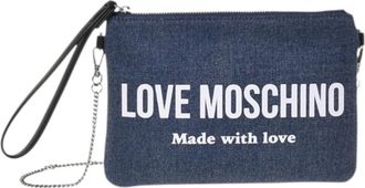 Love Moschino Signature Love Denim Wallet - Dames - Clutches - Blauw - ONE Size - Denim - Tassen