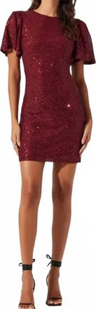 Astr Sequin Cocktail Conversation Dress In Red