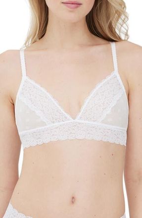 Skarlett Blue Dare Dot Pattern Plunge Bralette in White at Nordstrom, Size X-Small