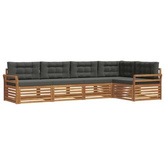 vidaXL Conjunto De Sof&aacute;s De Exterior 5 Pcs Natural Y Antracita Vidaxl