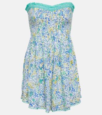 Poupette St Barth Claire floral bandeau minidress