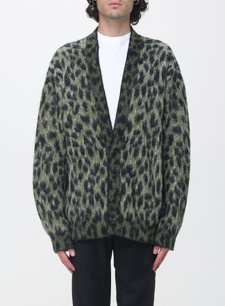 Laneus Cardigan con stampa animalier in misto lana e alpaca con scollo a V