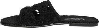 Dolce & Gabbana Woven Slides - Dames - Sandalen - Zwart - 44 EU - Schoenen