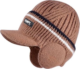 Generic Aviator Hat Kids Winter Mens Winter Hat Fleece Lined Cuff Knit Hat with Visor Warm Ear Flaps Ski Hat Slip-On Hat, coffee, One Size