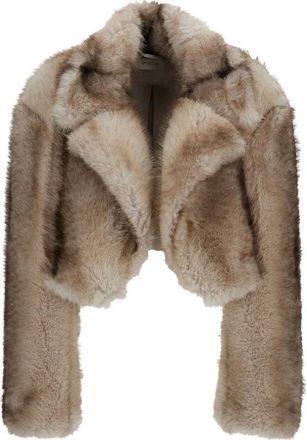 Sportmax Korte Boxy Bont Jersey Jas - Dames - Jassen - Beige - M - Satijn - Jassen