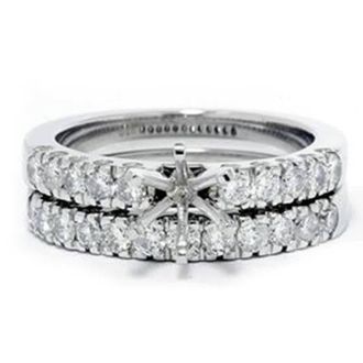 Pompeii3 1ct Diamond Engagement Matching Wedding Ring Setting Size Selectable