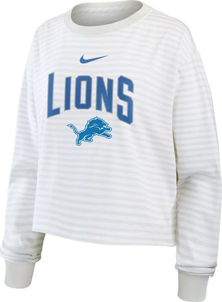 Nike Detroit Lions Primetime Nike Womens Cropped Long-Sleeve T-Shirt in White | 05KV0CEB9J-PFN