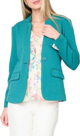 Gibsonlook Inverted Notch Collar Cotton Blend Knit Blazer in North Sea Green at Nordstrom, Size Xx-Small