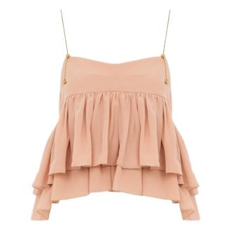 Chlo&eacute; Sleeveless Tops, female, Pink, Size: XS Sleeveless Ruffle Top