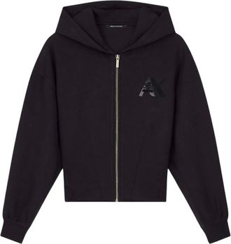 A|X Armani Exchange Hoodies & sweatvesten, Dames, Zwart, XS, Polyester, Scuba Zip-Up Athleisure Stretch Sweatshirt