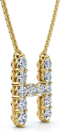 Pompeii3 1Ct Diamond Initial H Pendant 14k Gold 18 Necklace Lab Grown 5/8 Tall