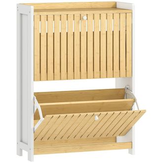 HOMCOM Zapatero estrecho 60x24x82.5 cm blanco y natural