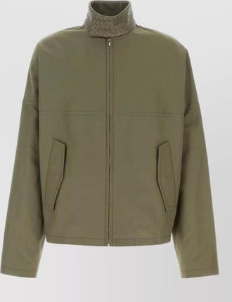 Bottega Veneta cotton jacket high collar quilted detail