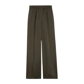 Aspesi Wide Trousers, female, Green, Size: S Washed Viscose Twill Trousers
