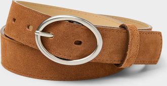 Simons Womens Oval buckle minimalist suede belt
