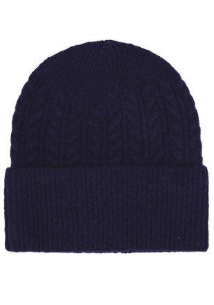 Capelli Beanie CAPELLI NEW YORK, Damen, navy, Strick, Obermaterial: 50% Polyacryl, 50% Polyester, gemustert, unifarben, M&uuml;tzen Beanie, Feinstrick, Zopfmuster,