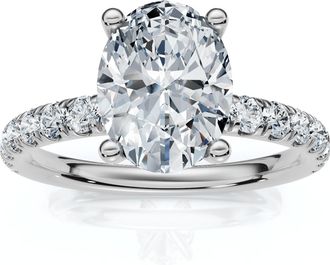 Pompeii3 1 1/2Ct Oval Diamond Engagement Ring 14k White Yellow or Rose Gold Lab Grown