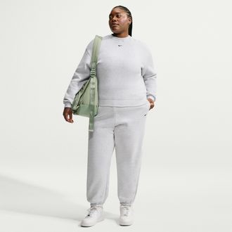 Nike Womens Studio Fleece Medium Weight Oversized High-Rise Cuffed Pants in Brown | IW4767-051