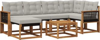 vidaXL Conjunto De Sof&aacute;s De Exterior 7 Uds. Natural Y Gris Claro Vidaxl
