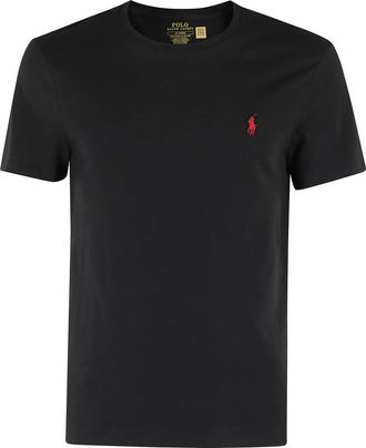 Polo Ralph Lauren Zwart Geborduurd Logo T-Shirt Slim Fit - Heren - T-shirts - Zwart - L - Katoen - Tops