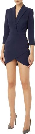 Elisabetta Franchi Robe-Coat Jurk - Dames - Korte kleedjes - Blauw - M - Polyester - Kleedjes