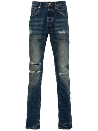 Purple distressed skinny jeans - men - Elastane/Cotton - 31 - Blue
