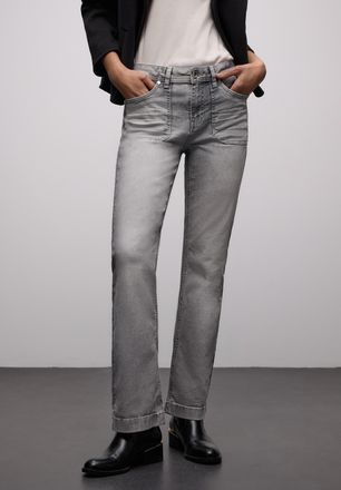 Street One Bootcut-Jeans STREET ONE, Damen, Gr. 25, L&auml;nge 30, light grau washed, Denim/Jeans, Obermaterial: 78% Baumwolle, 20% Polyester, 2% Elasthan, unifarben,