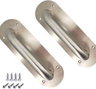 OEM Juego De 2 Manillas De Acero Inoxidable Para Puertas Correderas: Manilla Para Puerta De Garaje/cortafuegos/almac&eacute;n Con Tornillos De Instalaci&oacute;n (ovala