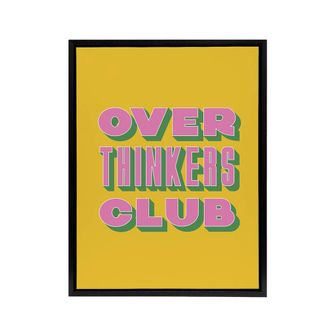 Artery8 Overthinkers Club Mustard Yellow Pink Retro Black Framed Canvas Art | Size: W24 x H32