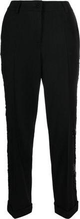 P.A.R.O.S.H. sequin-detail tapered-leg trousers - women - Spandex/Elastane/Virgin Wool - M - Black