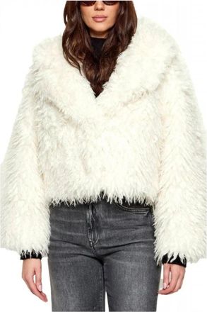 Michael Kors Cropped Faux Fur Jacket - Dames - Jassen - Beige - M - Polyester - Jassen