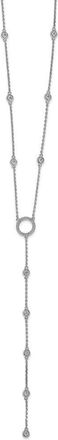 Diamond2Deal Sterling Silver 32 Stone Cubic Zirconia Y-Drop Necklace 16 with 2 inch Ext