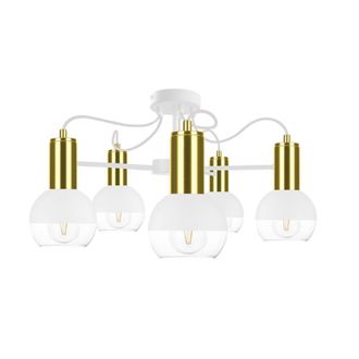 Netlighting Arne Multi Arm Semi Flush Ceiling Light White Gold 60cm 5x E27