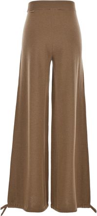 Max Mara Womens Brown Wool Pants With Elastic Waist Virgin Trousers
