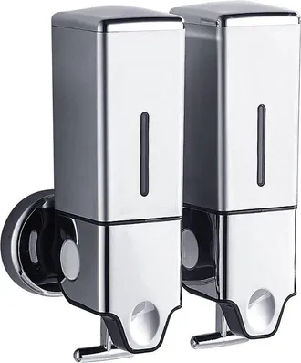OEM Dispensador De Jab&oacute;n De Pared, 2 Dep&oacute;sitos, 2x500ml, Acero Inoxidable, Gran Capacidad, Recargable, Bomba De Jab&oacute;n, F&aacute;cil De Instalar, Hotel