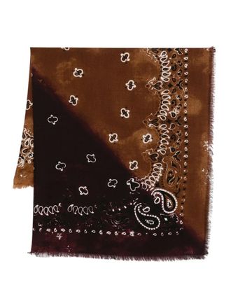 Destin paisley-print wool scarf - unisex - Wool - One Size - Brown