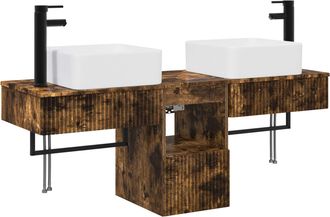 vidaXL Juego De Muebles De Ba&ntilde;o 3 Uds. Roble Ahumado 53 X 35 X 39 Cm Vidaxl