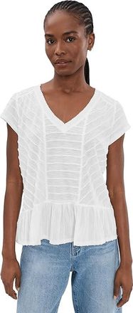 Liverpool L.A. Petite Short Sleeve V-Neck Knit Top w/ Miter Detail Womens Clothing White : PXL, Cotton/Polyester