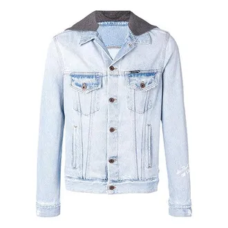 Off-white hooded Jacket Version Blue OMYE010E183860207101