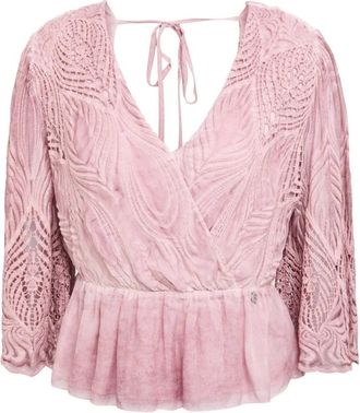 Guess Zijden Antieke Roze Top Gemaakt in Itali&euml; - Dames - Blouses - Roze - L - Overhemden