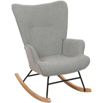 Hhg Hhg - Mecedora 728, Mecedora Sill&oacute;n Reclinable Sill&oacute;n Tv, Madera Maciza Metal Tela/textil 320g/m&sup2;, Gris-verde