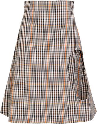 A.W.A.K.E Mode Plaid Cut-out Cotton-blend Midi Skirt - Beige - 40 (UK12 / M)